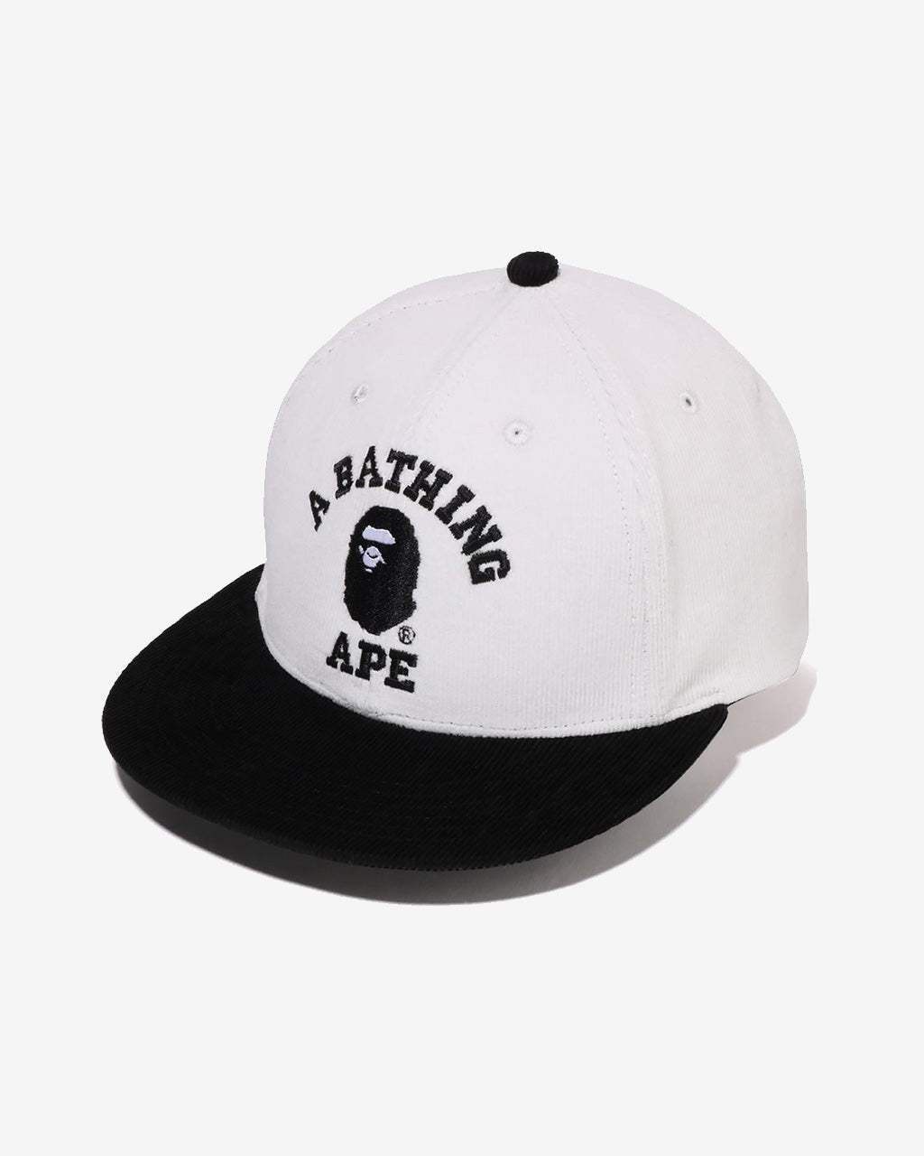 A Bathing Ape Corduroy College Snap Back Cap in White