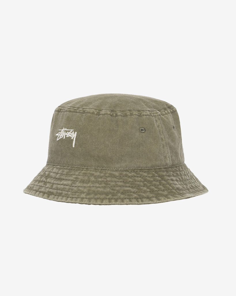 Washed Stock Bucket Hat Olive Stussy