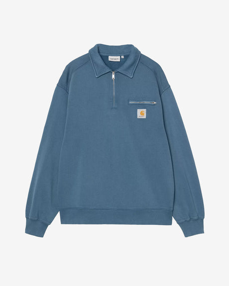 Carhartt WIP Apparel Half Zip Detroit Sweatshirt Blue River