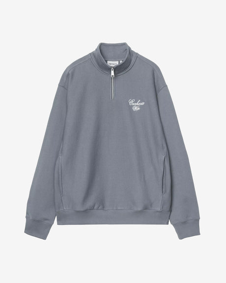 Carhartt WIP Apparel Longhand Half Zip Sweatshirt Cozy Blue/White