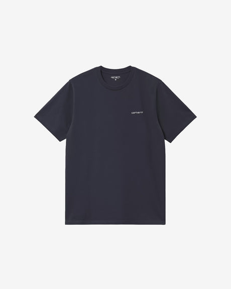 Carhartt WIP Apparel S/S Script Embroidery T-Shirt 'Dark Navy/White'