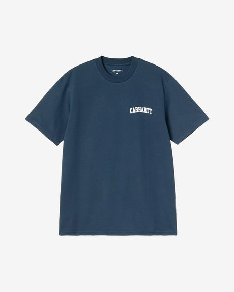 Carhartt WIP Apparel S/S University Script T-Shirt Blue River/White