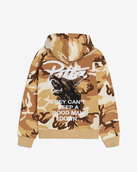 Patta Apparel Bark Woodland Camo Boxy Hooded Sweater Sand Dollar