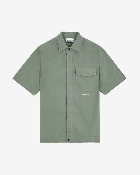 Stone Island Apparel Comfort Fit Short Sleeve Overshirt Musk Green