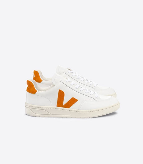 Discount on Veja  shoes - SKU: V-12 Leather Extra White Pumpkin